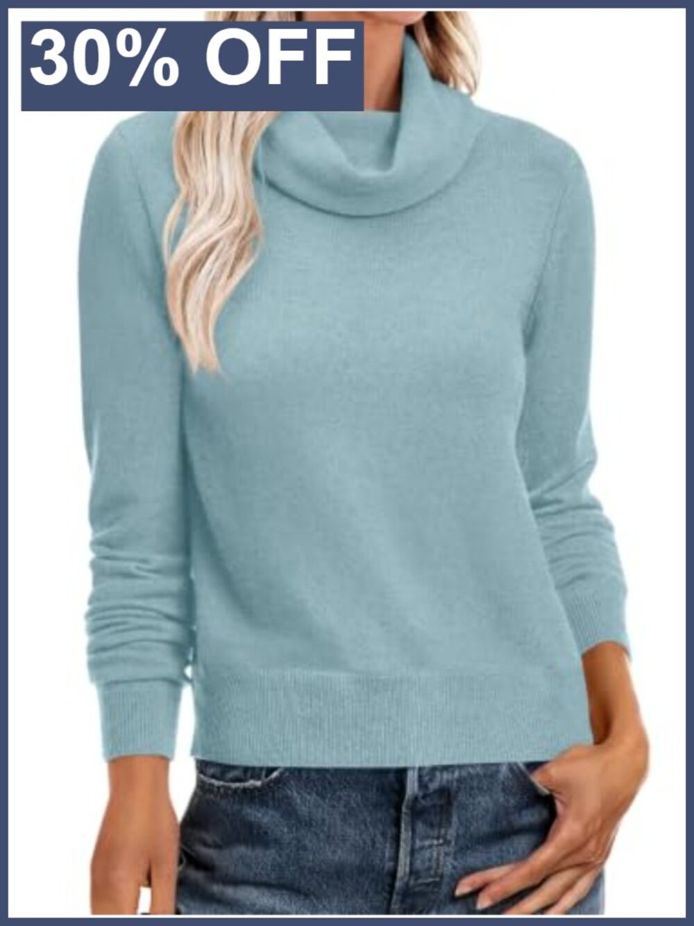 Womens Cowl Neck Long Sleeve Light Sweater Loose Fit Pullover